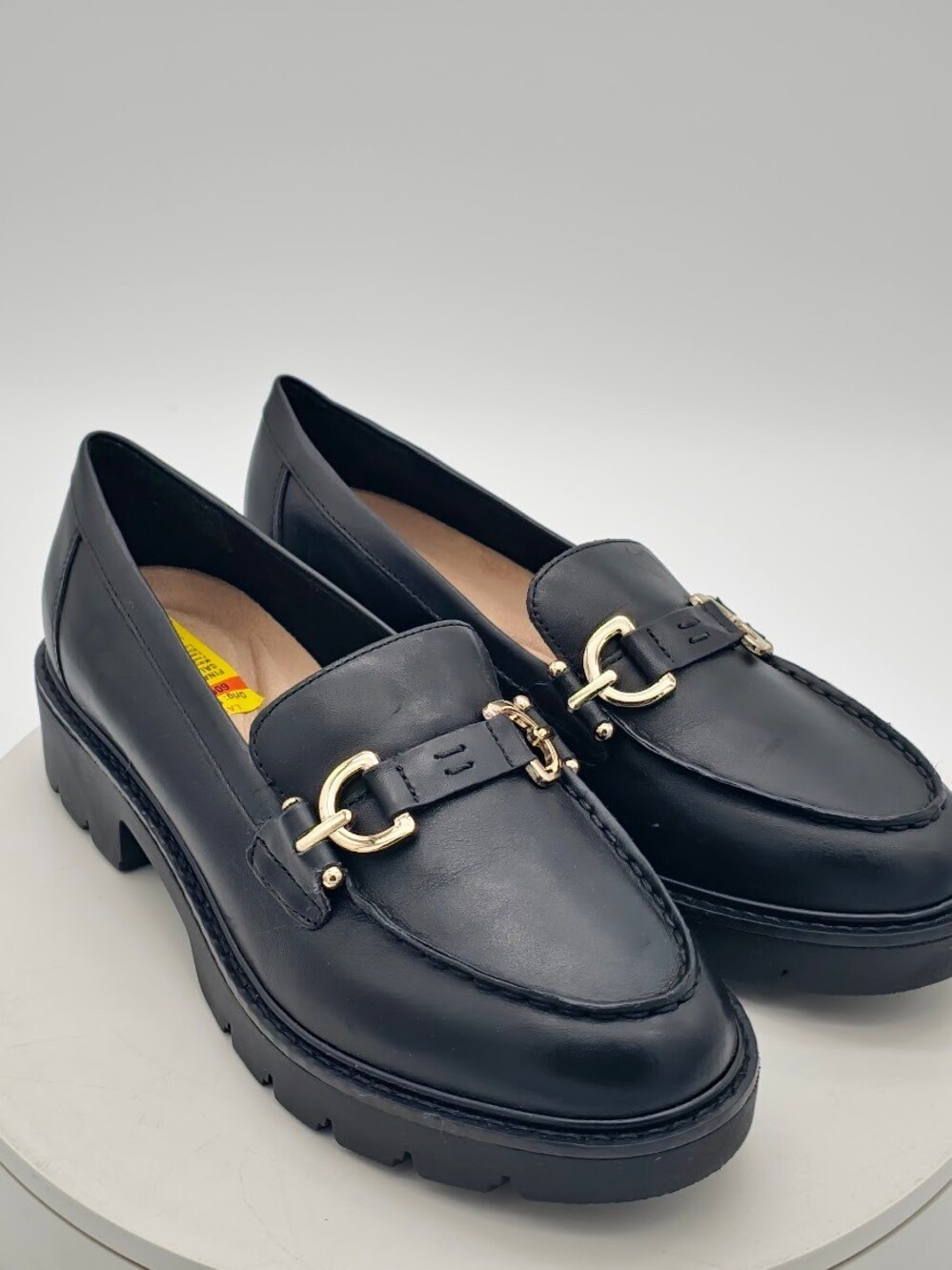 Easy Spirit Black Kinndle Loafers Women 8.5 M Chunky Lug Sole Platform NEW